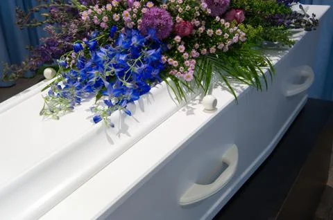 Coffin in mortuary Stock Photos