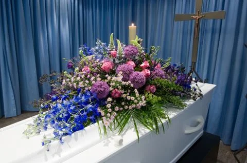 Coffin in mortuary Stock Photos