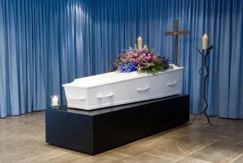 Coffin in mortuary Stock Photos