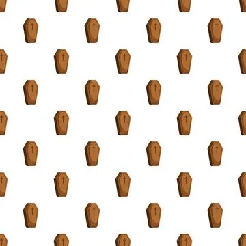 Coffin pattern creating a spooky cartoon background Stock Illustration