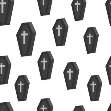 Coffin Seamless pattern. Stock Illustration