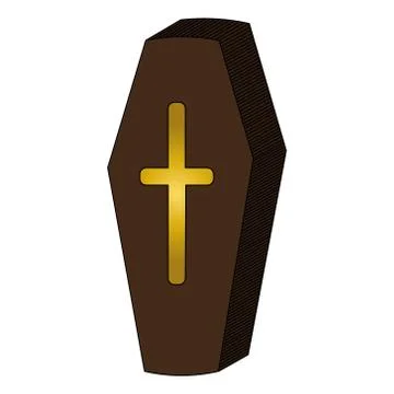 Coffin. Vampire sarcophagus. Colored vector illustration. Stock Illustration