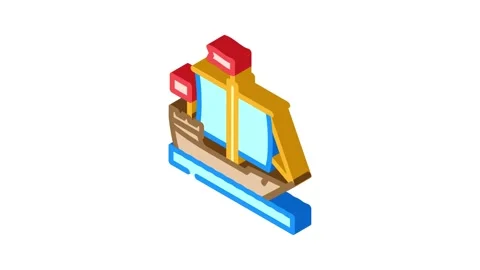 Cog ancient ship isometric icon animation Stock Footage 327280587