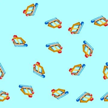 Cog ancient ship isometric icon seamless pattern Stock Illustration