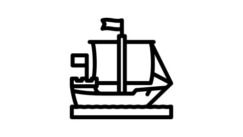 Cog ancient ship line icon animation Stock Footage 326751672