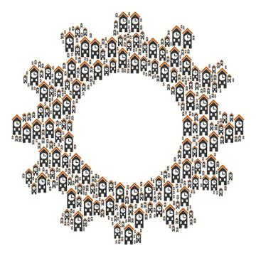 Cog Composition of Clock Tower Icons Stock-Illustration