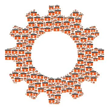 Cog Composition of First Aid Toolbox Icons Stock Illustration