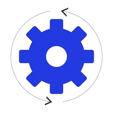 Cog flowing process 2D cartoon object Stock Illustration