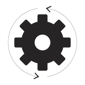 Cog flowing process black and white 2D line object Stock Illustration