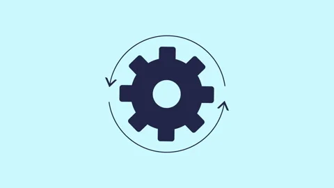 Cog flowing process rotation 2d animation with alpha matte Stock Footage 336157361