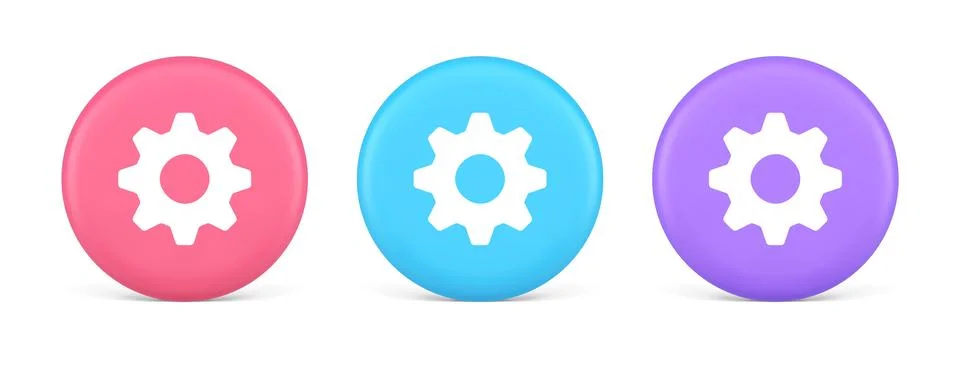 Cog gear button web technology setting repair business interface 3d realistic Stock Illustration