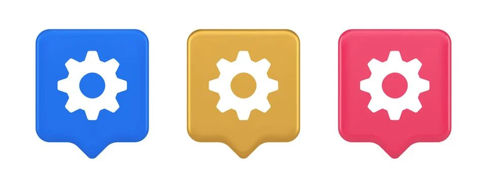 Cog gear button web technology setting repair business interface 3d realistic 스톡 일러스트