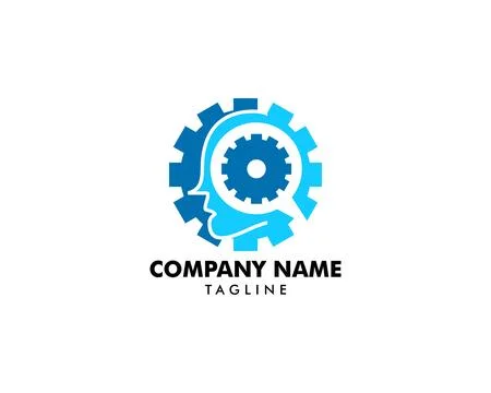 Cog gear mind head logo icon Illustrazione stock