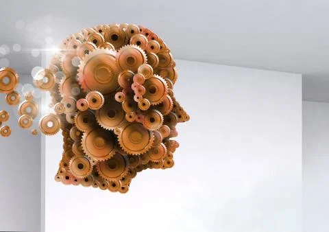 Cog head with bright background 스톡 일러스트