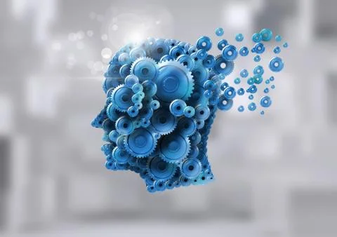 Cog head with bright background Stock Illustration