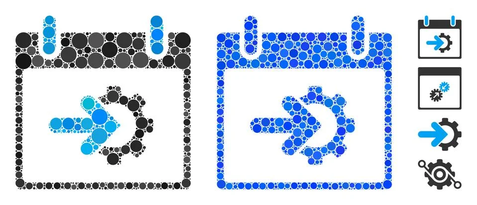 Cog Integration Calendar Day Composition Icon of Round Dots Stock Illustration