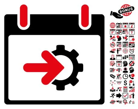Cog Integration Calendar Day Flat Vector Icon With Bonus Ilustración de archivo
