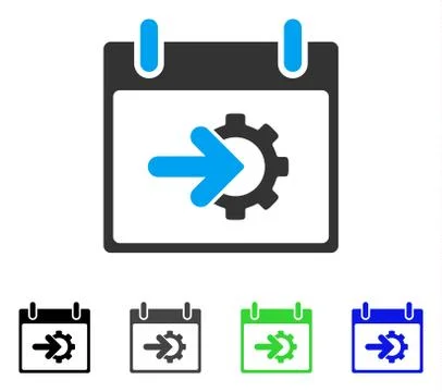 Cog Integration Calendar Day Flat Icon Stock Illustration