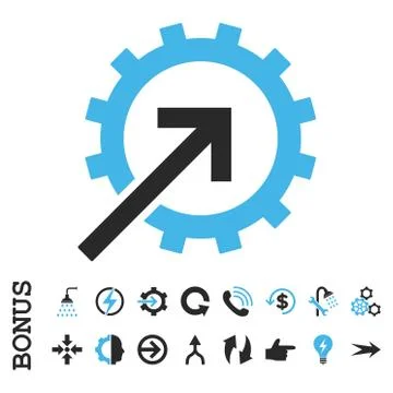Cog Integration Flat Vector Icon With Bonus Stock Illustration