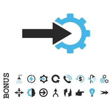 Cog Integration Flat Vector Icon With Bonus 스톡 일러스트