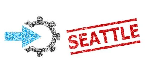 Cog Integration Recursion Mosaic of Cog Integration Items and Textured Seattle Stock-Illustration