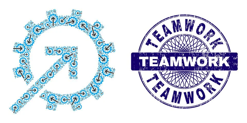 Cog Integration Recursion Mosaic of Cog Integration Icons and Textured Teamwork Illustrazione stock