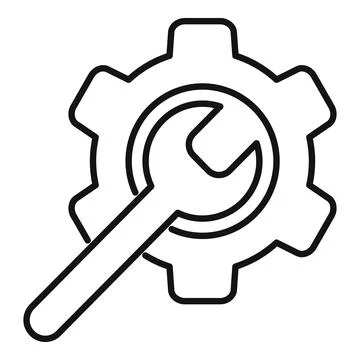Cog key power source icon outline vector. Specification module Stock Illustration