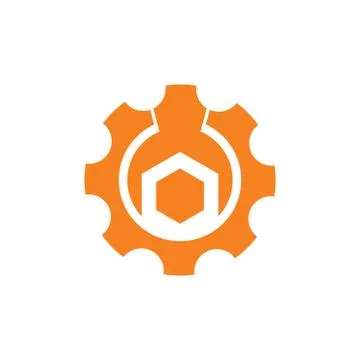 Cog machine adjustable wrench logo vector Stock-Illustration
