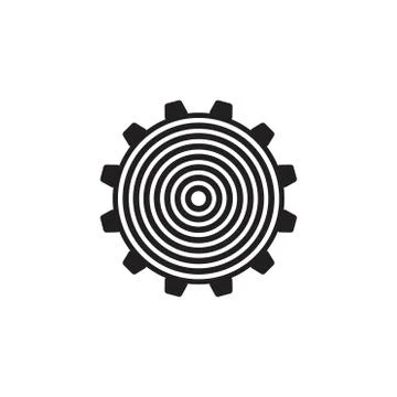 Cog machine stripes circle logo vector Stock Illustration