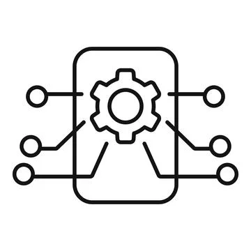 Cog overview icon outline vector. Memory dual machine Illustrazione stock