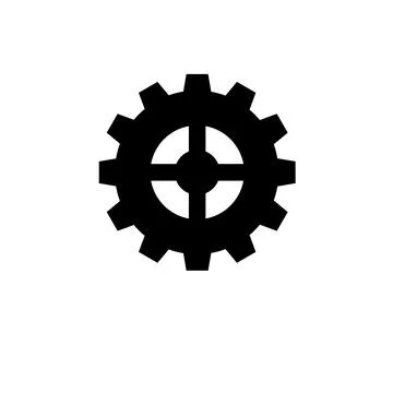 Cog Settings, Gear Solid Flat Vector Icon Isolated on White Background Illustrazione stock