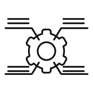 Cog tech cellular icon outline vector. Overview technical Stock Illustration