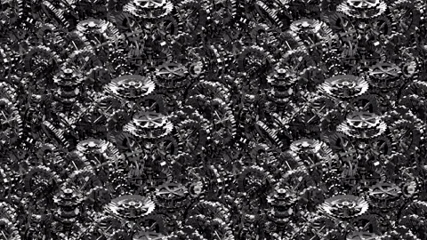 Cog Wheel Mechanism Silver Loop Tile texture. This footage is loopable and Stock Footage 244764082