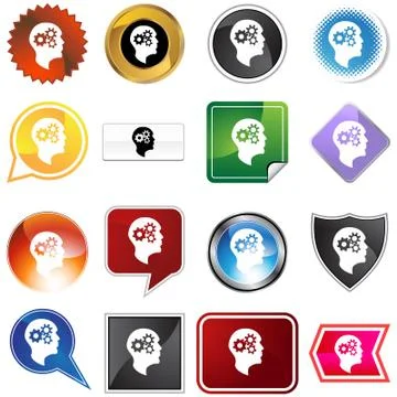 Cog wheel mind variety set Stock Illustration