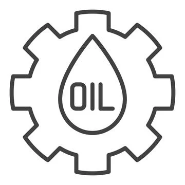 Cog Wheel with Oil Drop vector outline icon or design element Stock Illustration