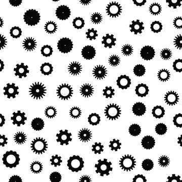 Cog wheel seamless pattern. Clockwork, technological or industrial theme. Flat Stockillustratie