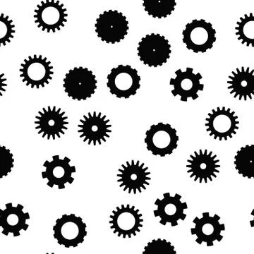 Cog wheel seamless pattern. Clockwork, technological or industrial theme. Flat Stock Illustration