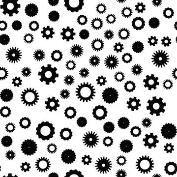Cog wheel seamless pattern. Clockwork, technological or industrial theme. Flat 스톡 일러스트