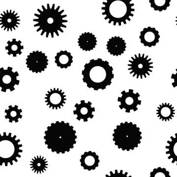 Cog wheel seamless pattern. Clockwork, technological or industrial theme. Flat Stock Illustration