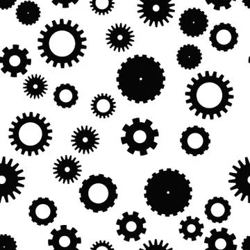 Cog wheel seamless pattern. Clockwork, technological or industrial theme. Flat Stock Illustration