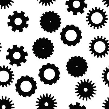 Cog wheel seamless pattern. Clockwork, technological or industrial theme. Flat Stock Illustration
