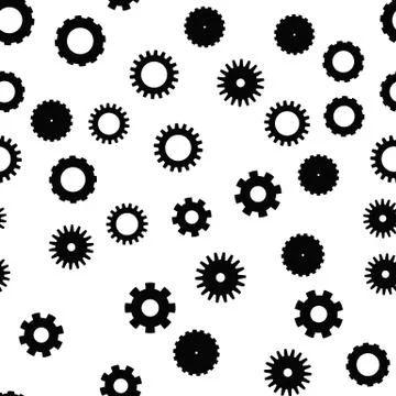 Cog wheel seamless pattern. Clockwork, technological or industrial theme. Flat Stockillustratie
