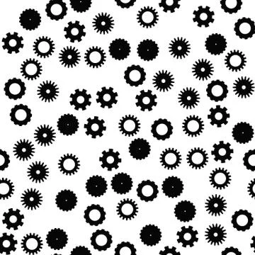 Cog wheel seamless pattern. Clockwork, technological or industrial theme. Flat Stock Illustration