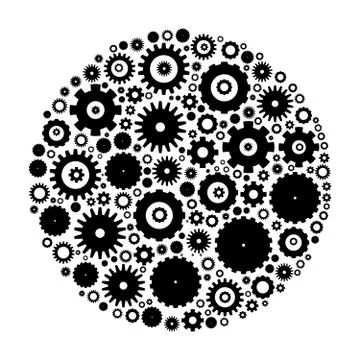 Cog wheels arranged in circle Stock Illustration