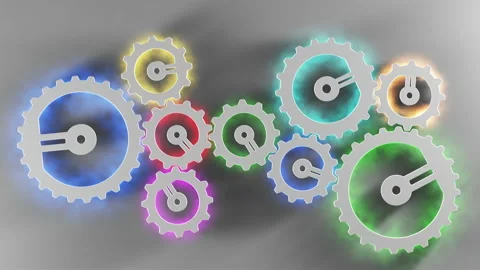 Cog wheels with colorful backlight - diversity and collaboration concept 動画素材 170747182