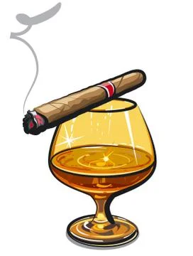 Cognac and cigar Stock Illustration