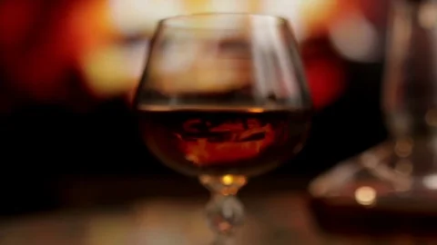 Cognac and fireplace Stock Footage 72158036