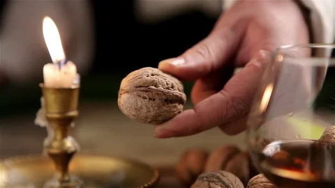Cognac and Nuts Stock Footage 76350724
