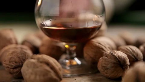 Cognac and Nuts Stock Footage 76350761