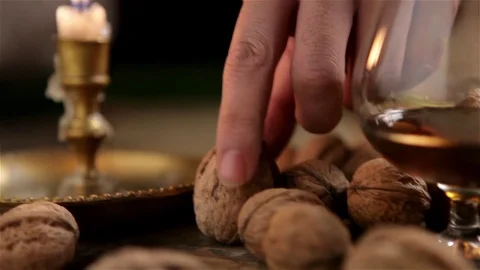 Cognac and Nuts Stock Footage 76350796